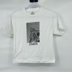 Paris nwot photo graphic white short sleeve cropped tee